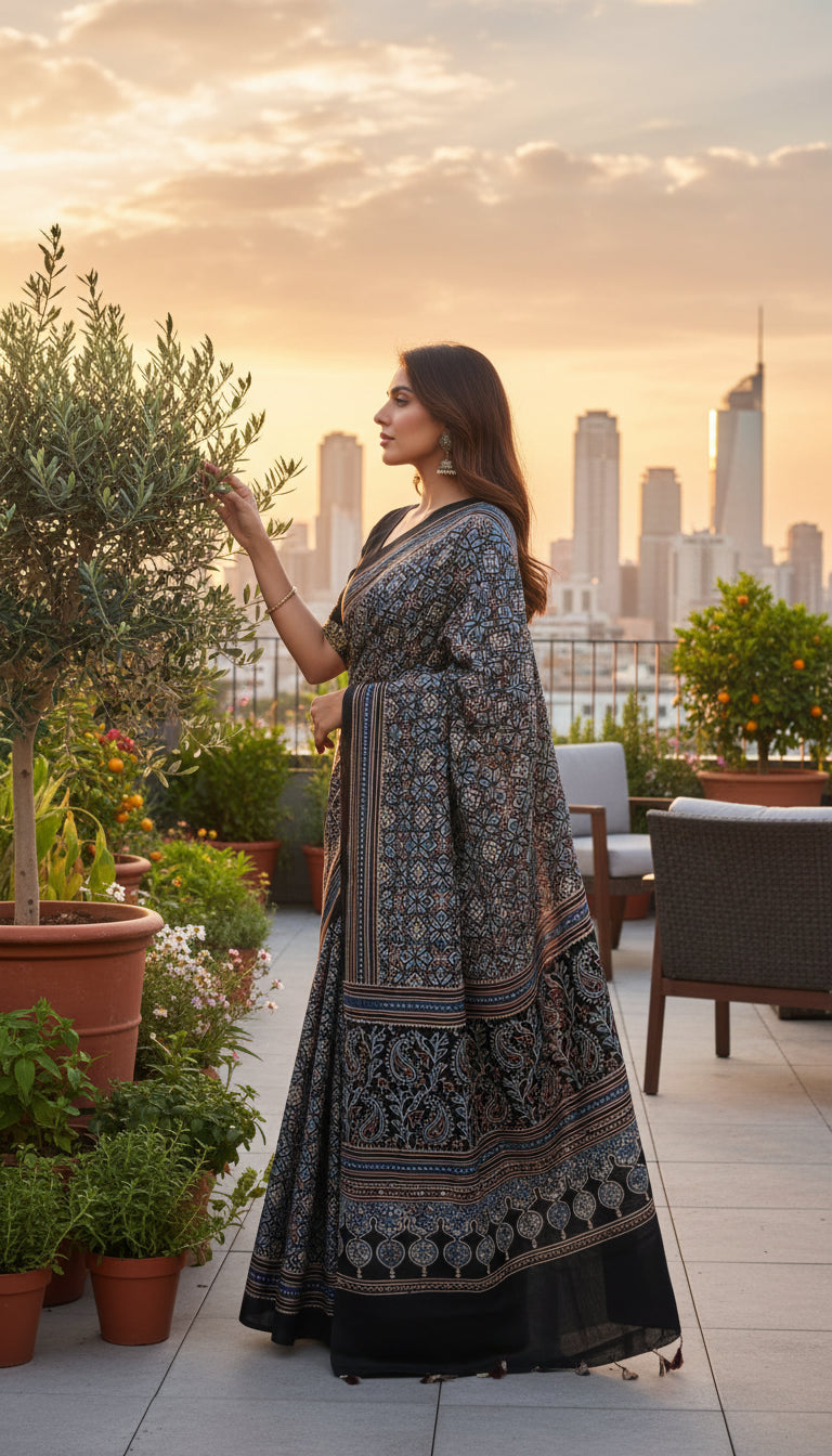 Kalamkari Inspired Printed Saree