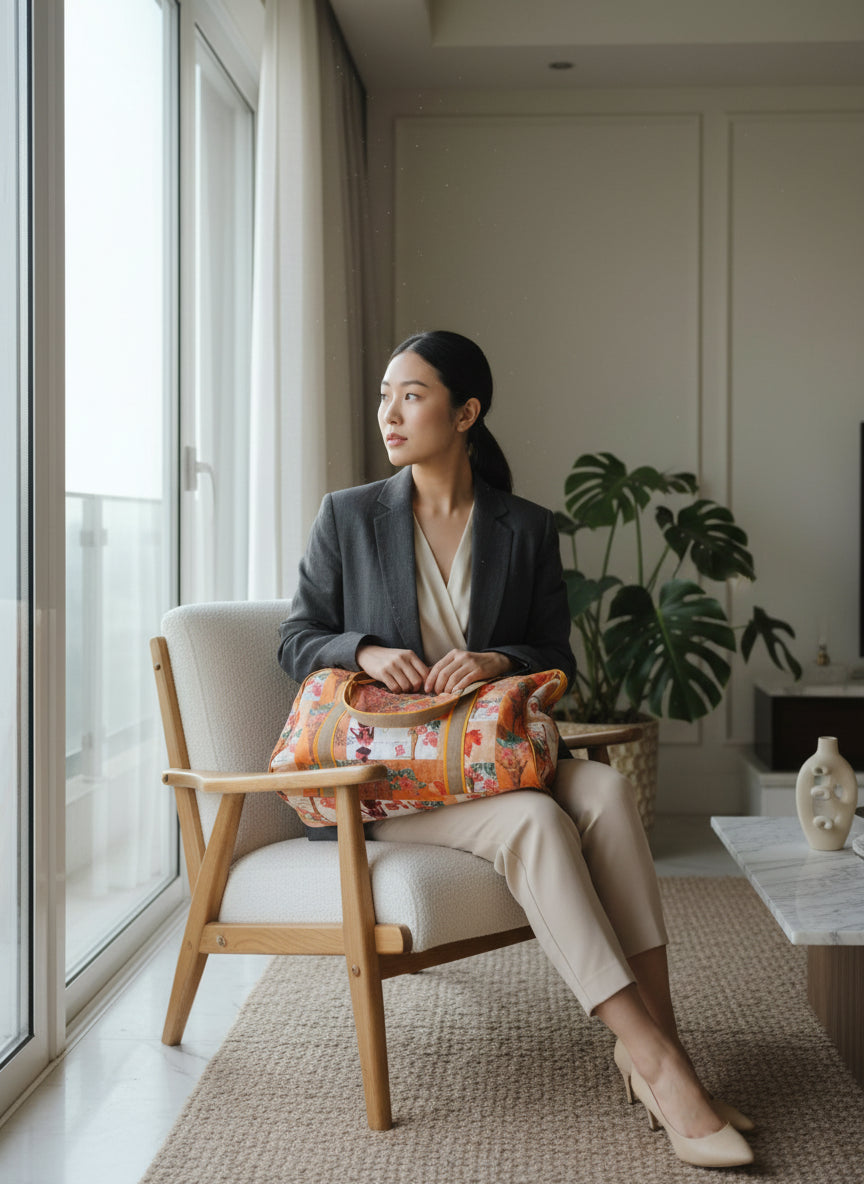 Artisanal Floral Fabric Carry-All Tote
